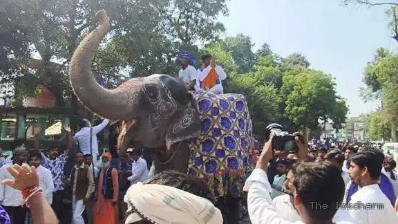 भैंस पर सवार होकर पहुंचे